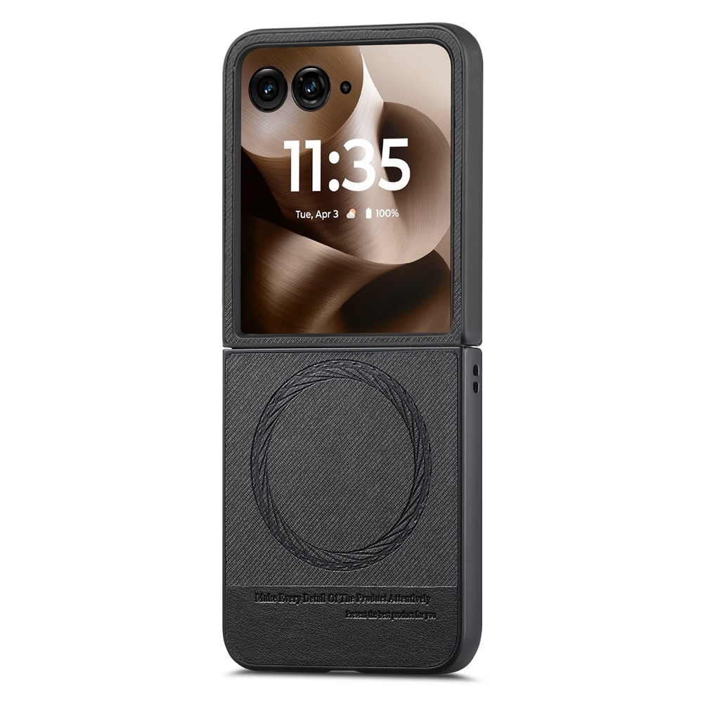 Denim műanyag borítás műbőrrel és MagSafe-rel a Motorola Razr 60 Ultra 5G készülékhez - fekete