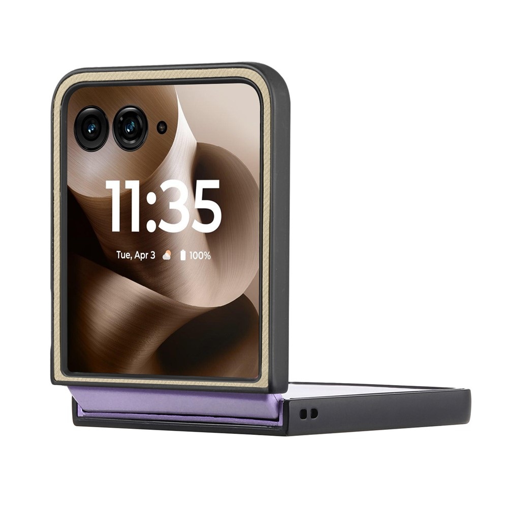 Denim műanyag borítás műbőrrel és MagSafe-rel a Motorola Razr 60 Ultra 5G készülékhez - khaki színű