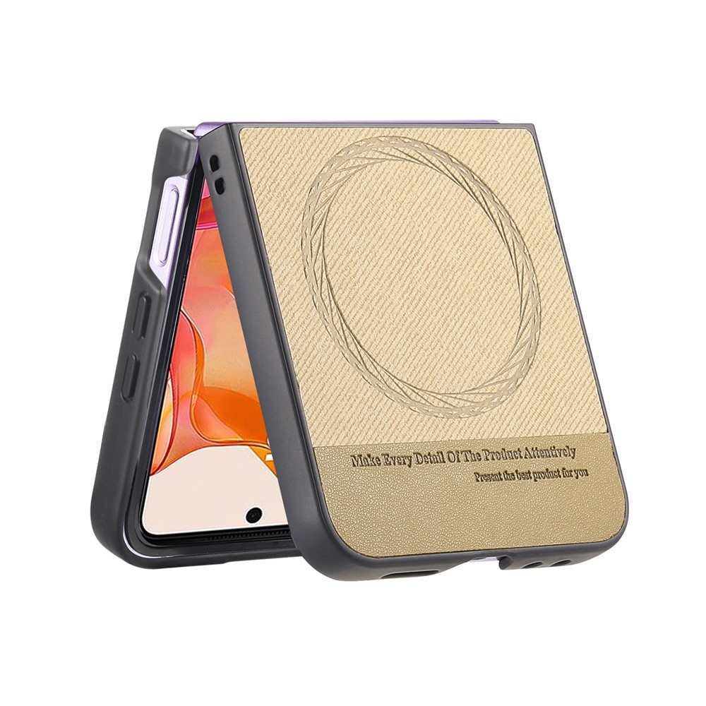 Denim műanyag borítás műbőrrel és MagSafe-rel a Motorola Razr 60 Ultra 5G készülékhez - khaki színű