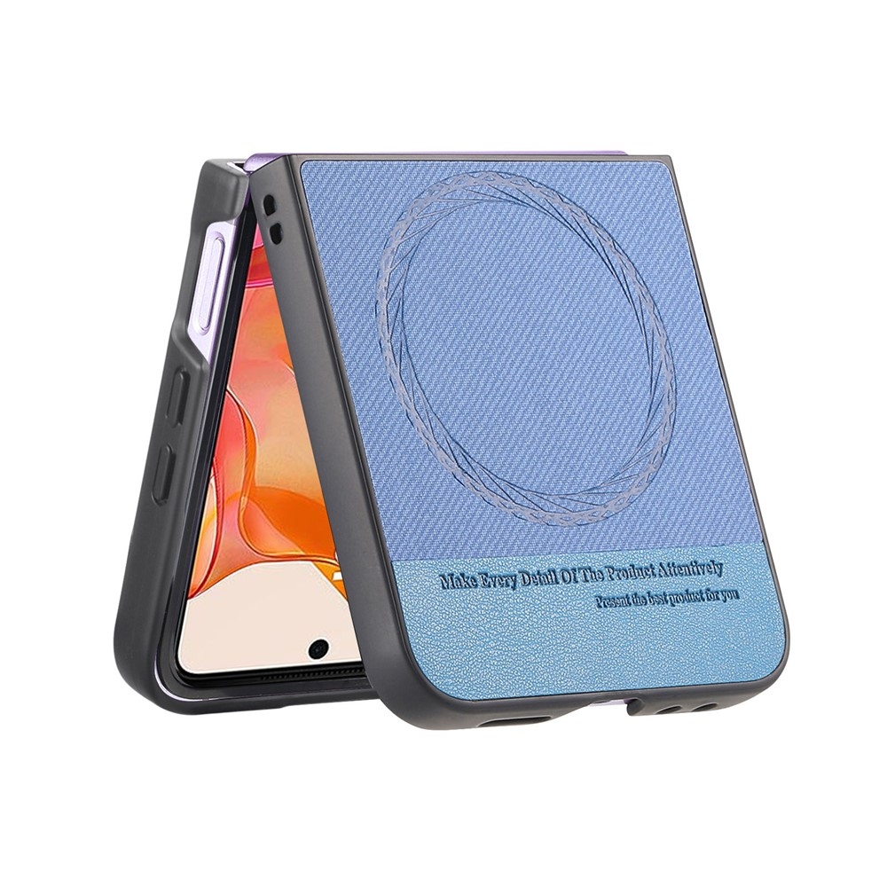 Denim műanyag borítás műbőrrel és MagSafe-rel a Motorola Razr 60 Ultra 5G készülékhez - kék