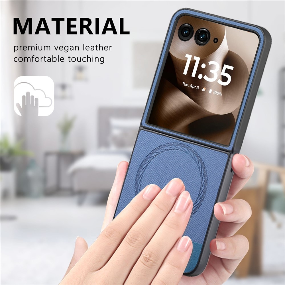 Denim műanyag borítás műbőrrel és MagSafe-rel a Motorola Razr 60 Ultra 5G készülékhez - kék