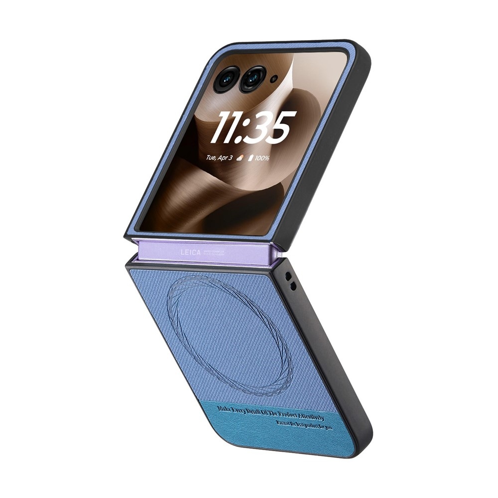Denim műanyag borítás műbőrrel és MagSafe-rel a Motorola Razr 60 Ultra 5G készülékhez - kék