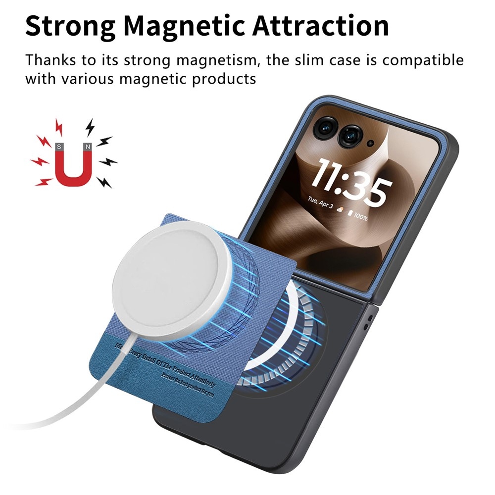 Denim műanyag borítás műbőrrel és MagSafe-rel a Motorola Razr 60 Ultra 5G készülékhez - kék