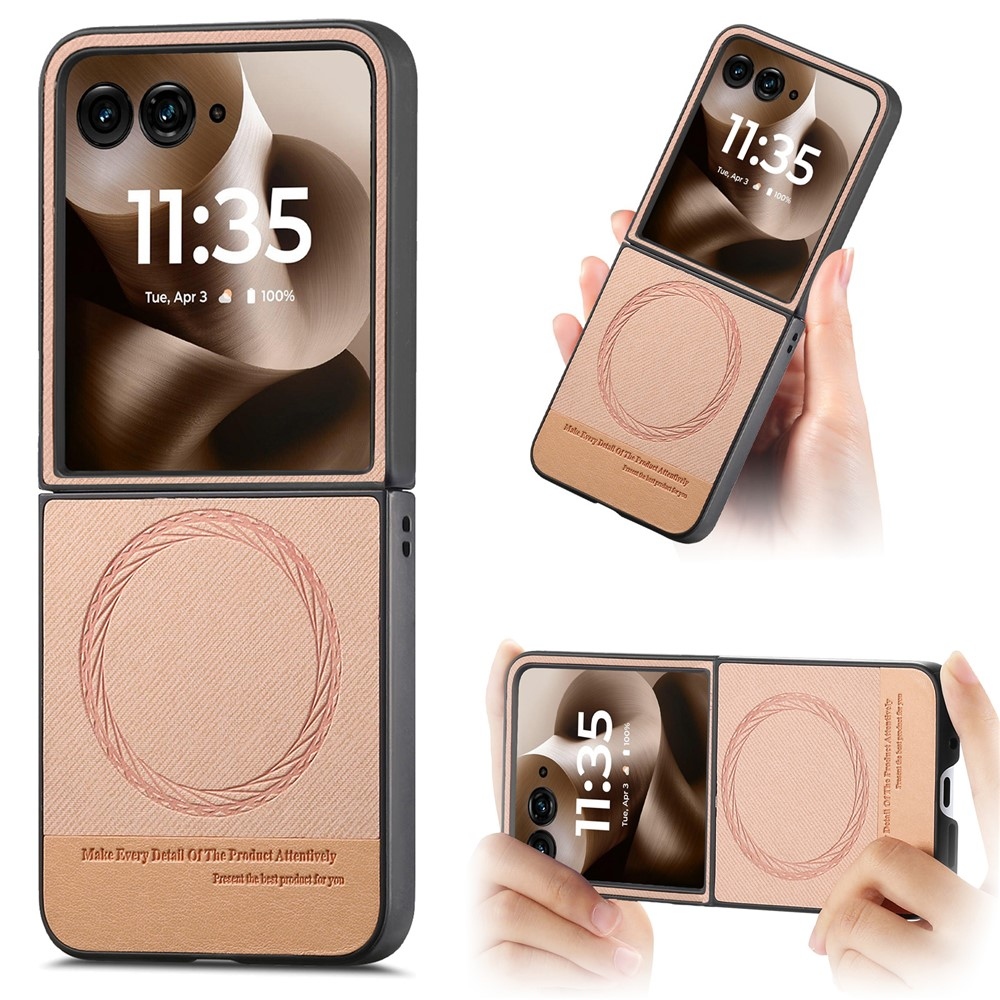 Denim műanyag borítás műbőrrel és MagSafe-rel a Motorola Razr 60 Ultra 5G készülékhez - rózsaszínű