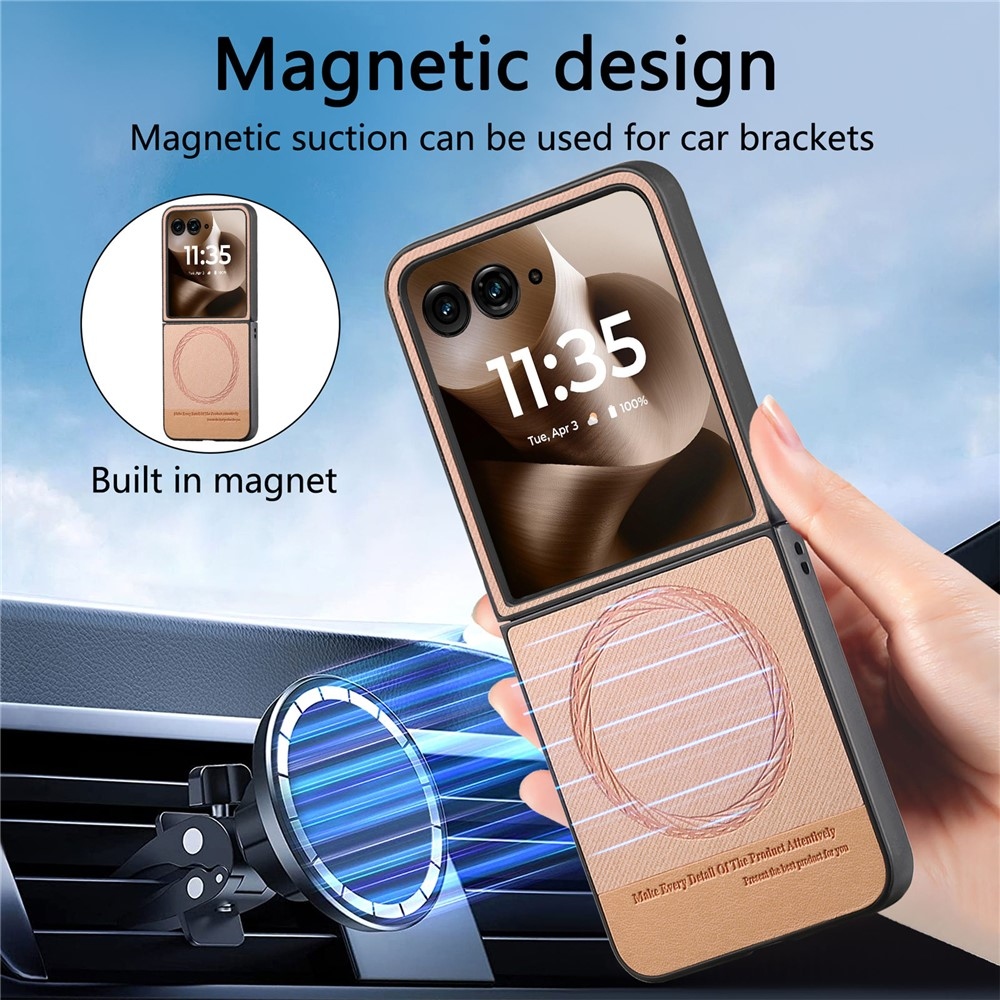 Denim műanyag borítás műbőrrel és MagSafe-rel a Motorola Razr 60 Ultra 5G készülékhez - rózsaszínű