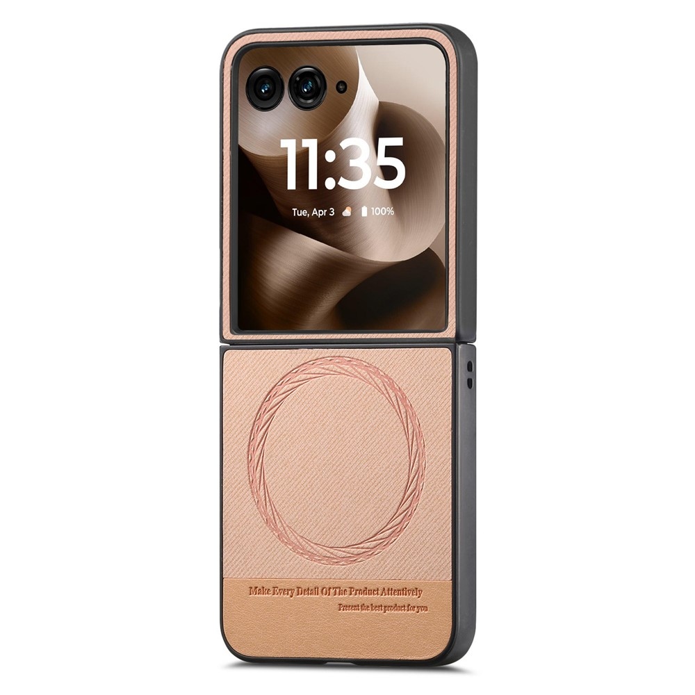 Denim műanyag borítás műbőrrel és MagSafe-rel a Motorola Razr 60 Ultra 5G készülékhez - rózsaszínű