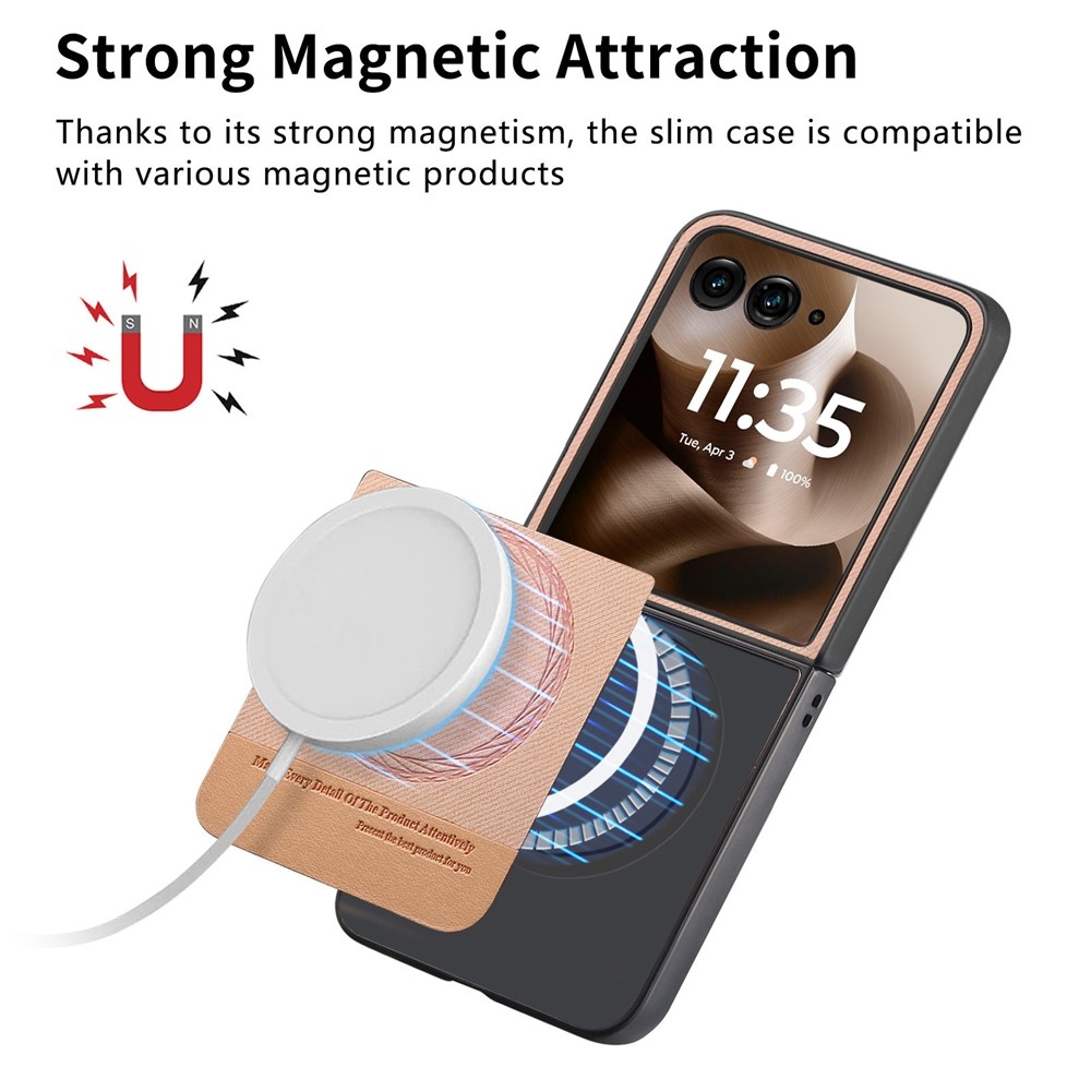 Denim műanyag borítás műbőrrel és MagSafe-rel a Motorola Razr 60 Ultra 5G készülékhez - rózsaszínű