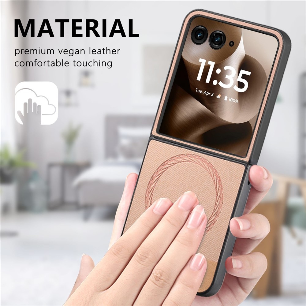 Denim műanyag borítás műbőrrel és MagSafe-rel a Motorola Razr 60 Ultra 5G készülékhez - rózsaszínű