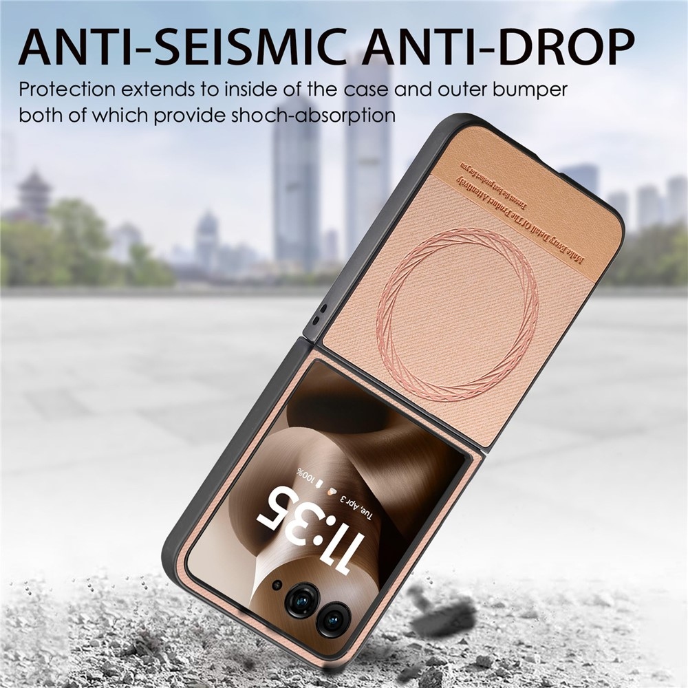 Denim műanyag borítás műbőrrel és MagSafe-rel a Motorola Razr 60 Ultra 5G készülékhez - rózsaszínű