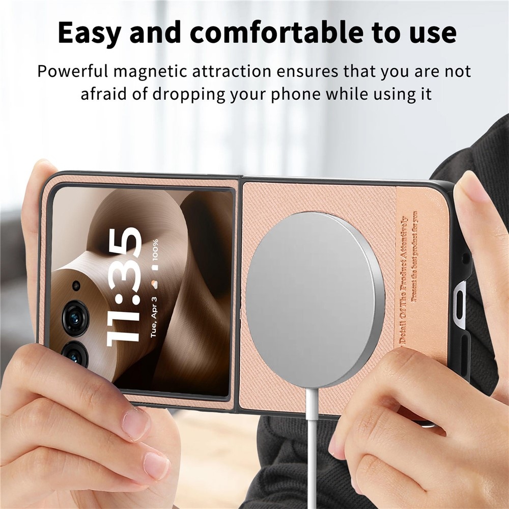 Denim műanyag borítás műbőrrel és MagSafe-rel a Motorola Razr 60 Ultra 5G készülékhez - rózsaszínű