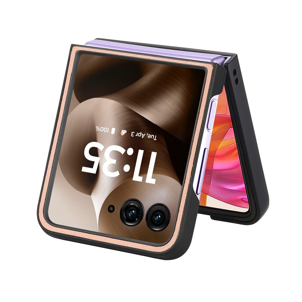 Denim műanyag borítás műbőrrel és MagSafe-rel a Motorola Razr 60 Ultra 5G készülékhez - rózsaszínű