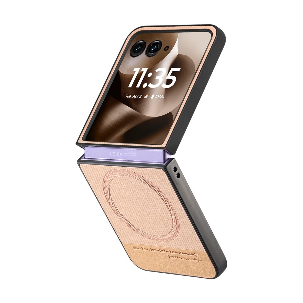 Denim műanyag borítás műbőrrel és MagSafe-rel a Motorola Razr 60 Ultra 5G készülékhez - rózsaszínű