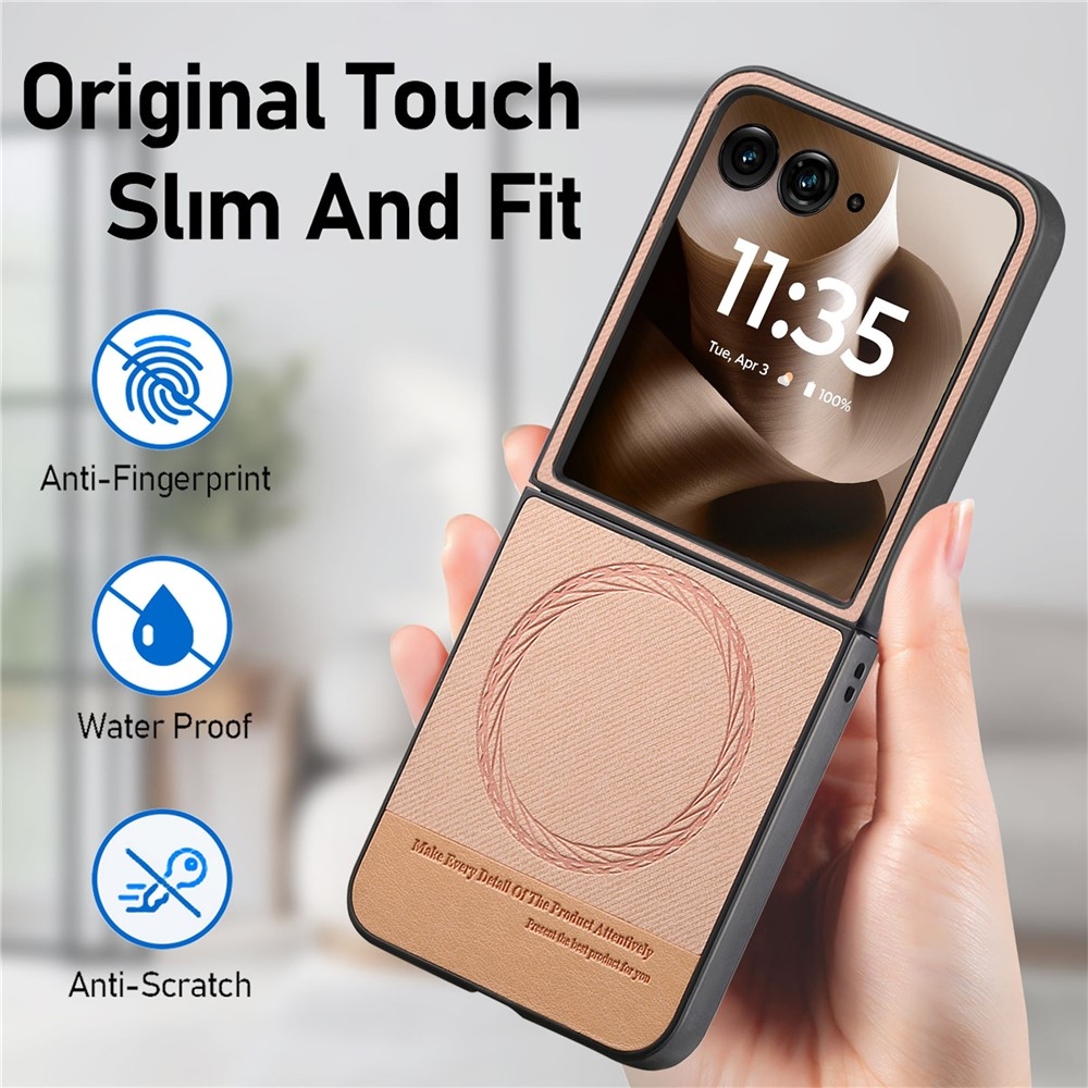 Denim műanyag borítás műbőrrel és MagSafe-rel a Motorola Razr 60 Ultra 5G készülékhez - rózsaszínű