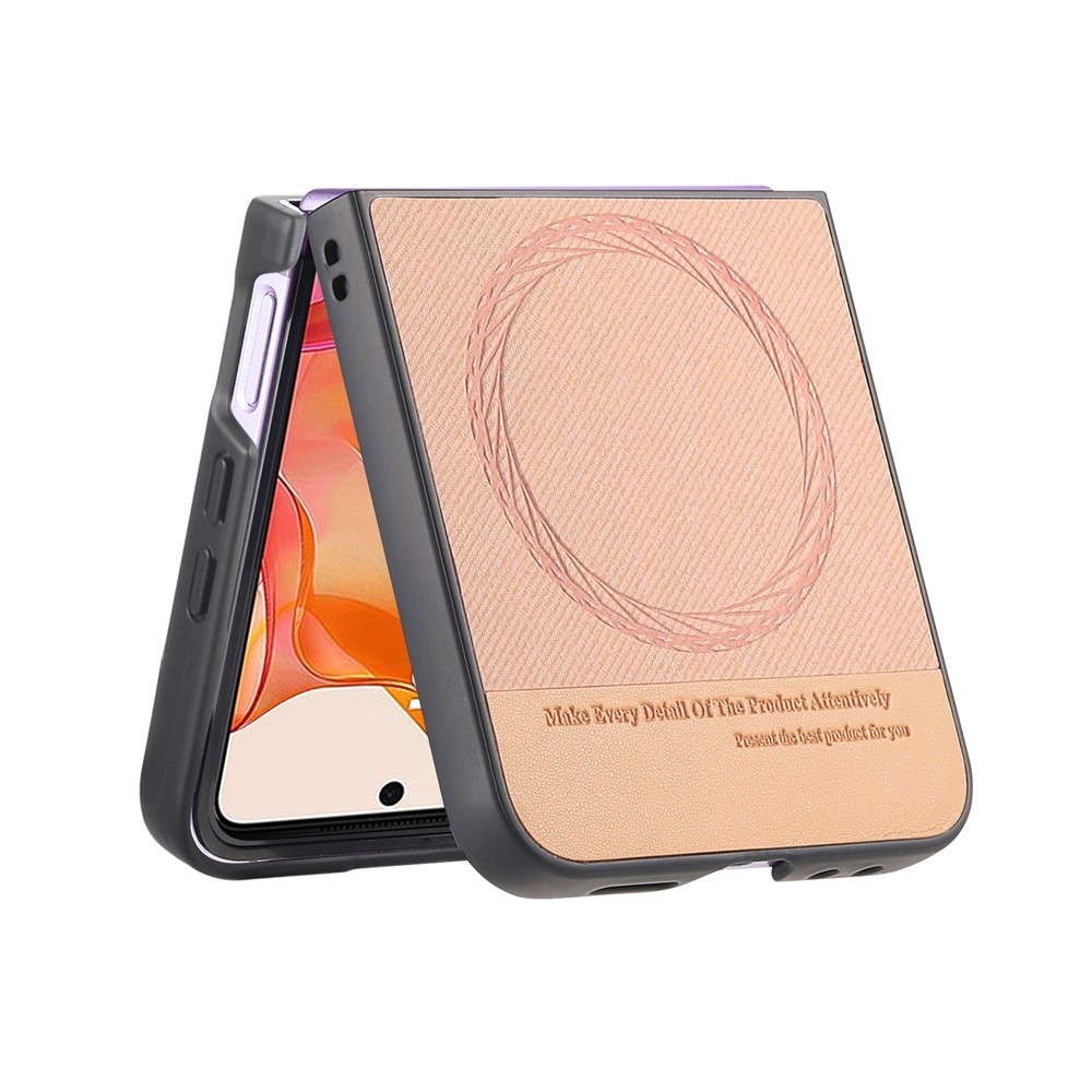 Denim műanyag borítás műbőrrel és MagSafe-rel a Motorola Razr 60 Ultra 5G készülékhez - rózsaszínű