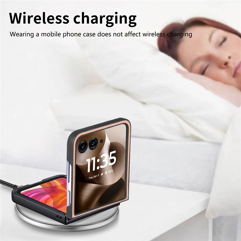 Denim műanyag borítás műbőrrel és MagSafe-rel a Motorola Razr 60 Ultra 5G készülékhez - rózsaszínű