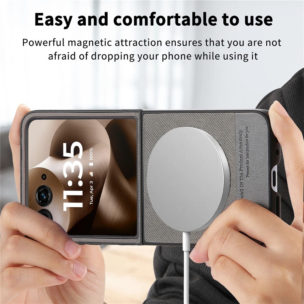 Denim műanyag borítás műbőrrel és MagSafe-rel a Motorola Razr 60 Ultra 5G készülékhez - szürke