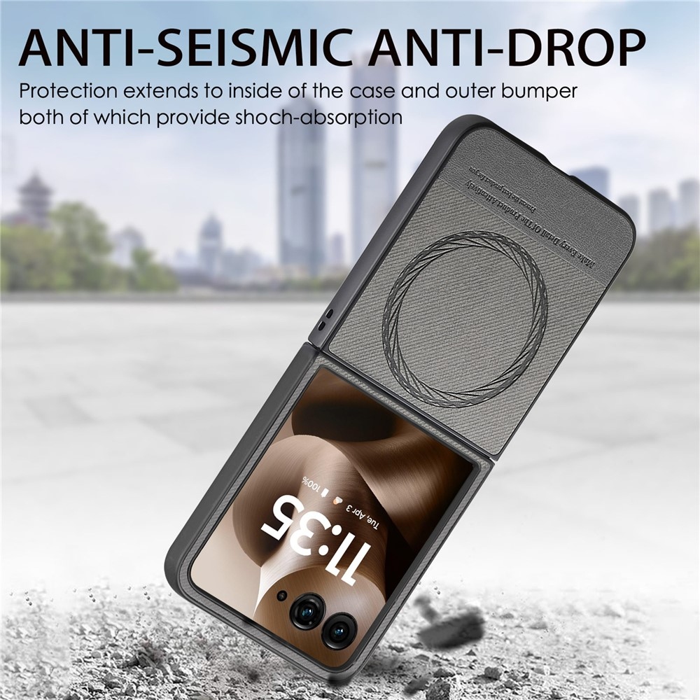 Denim műanyag borítás műbőrrel és MagSafe-rel a Motorola Razr 60 Ultra 5G készülékhez - szürke