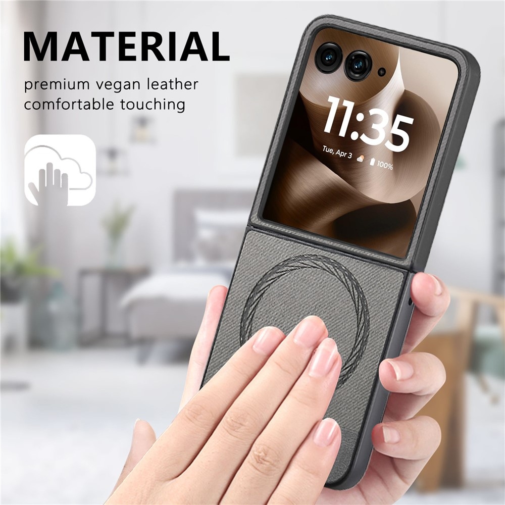 Denim műanyag borítás műbőrrel és MagSafe-rel a Motorola Razr 60 Ultra 5G készülékhez - szürke