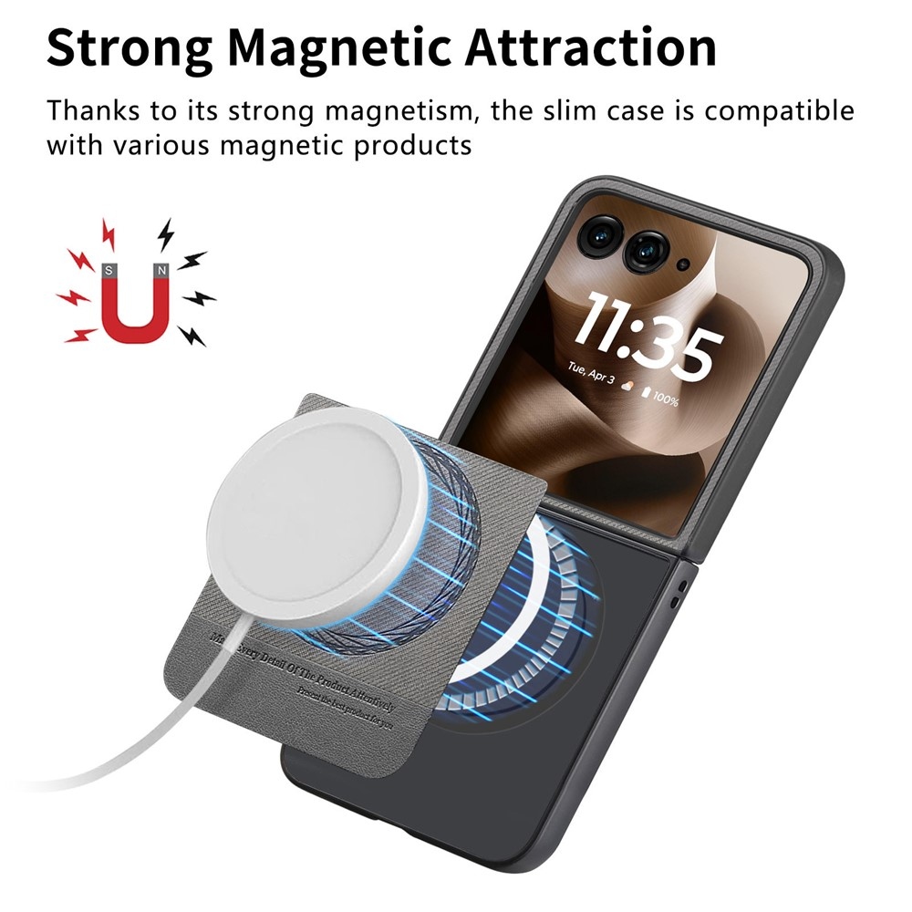 Denim műanyag borítás műbőrrel és MagSafe-rel a Motorola Razr 60 Ultra 5G készülékhez - szürke