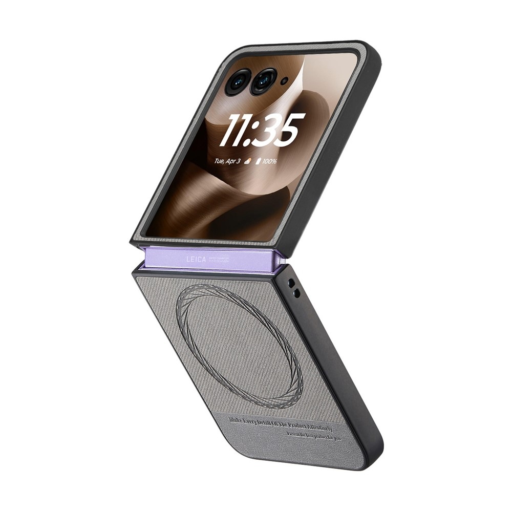 Denim műanyag borítás műbőrrel és MagSafe-rel a Motorola Razr 60 Ultra 5G készülékhez - szürke