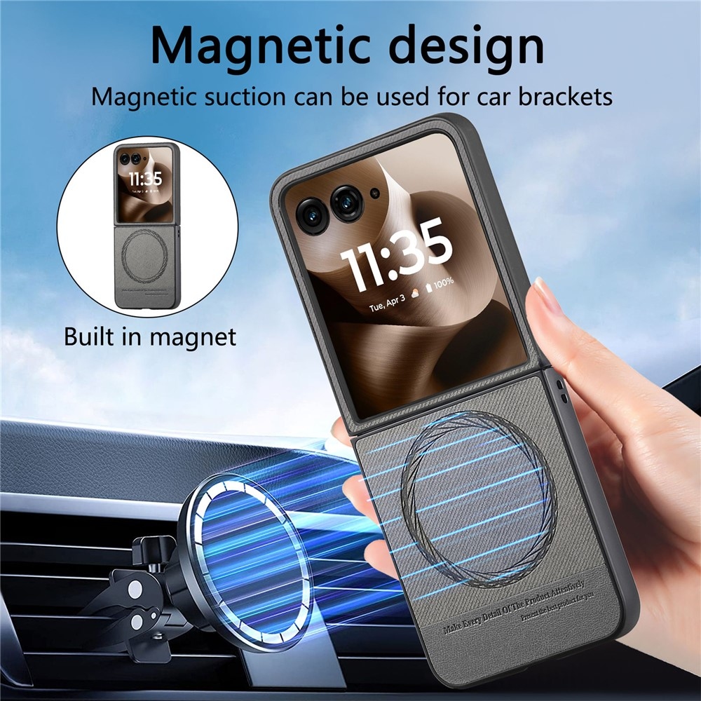 Denim műanyag borítás műbőrrel és MagSafe-rel a Motorola Razr 60 Ultra 5G készülékhez - szürke