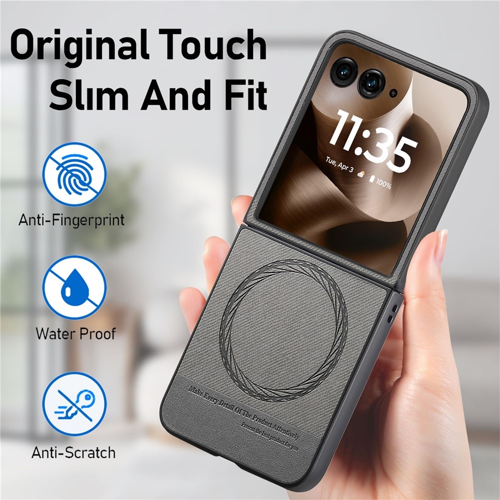 Denim műanyag borítás műbőrrel és MagSafe-rel a Motorola Razr 60 Ultra 5G készülékhez - szürke