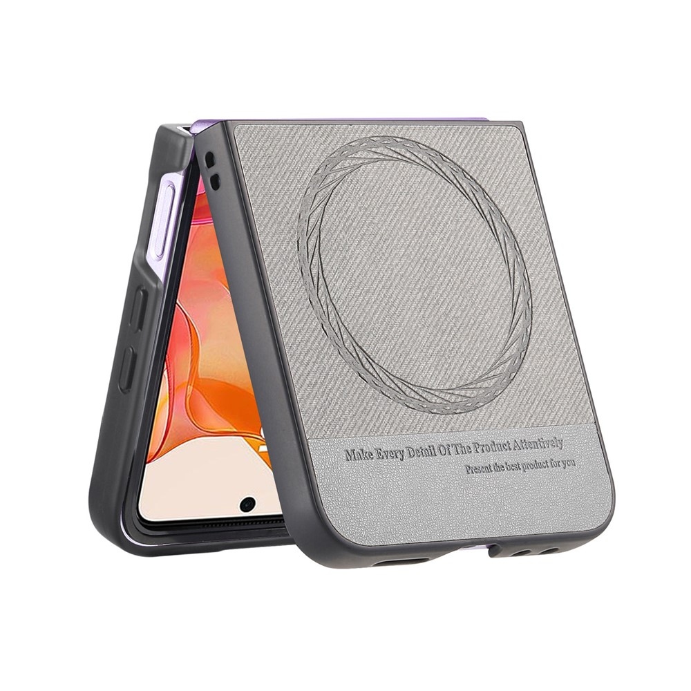 Denim műanyag borítás műbőrrel és MagSafe-rel a Motorola Razr 60 Ultra 5G készülékhez - szürke