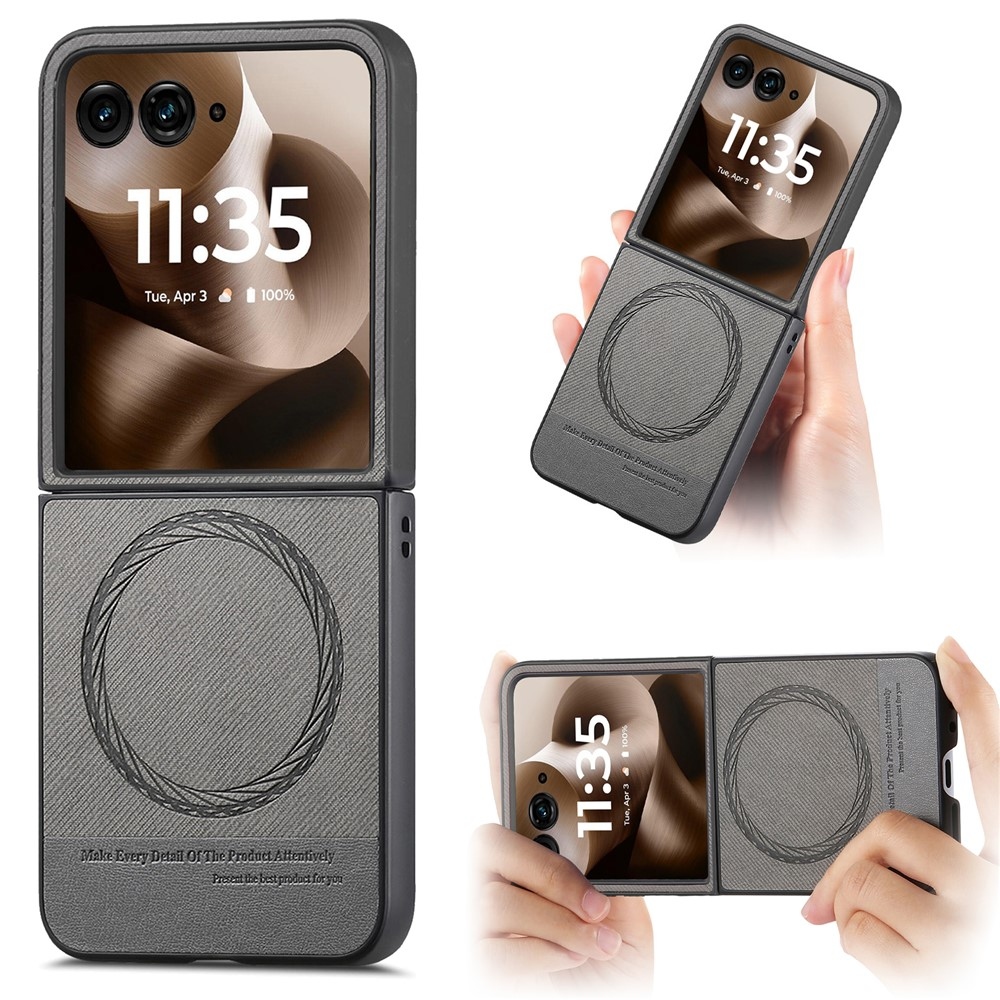 Denim műanyag borítás műbőrrel és MagSafe-rel a Motorola Razr 60 Ultra 5G készülékhez - szürke