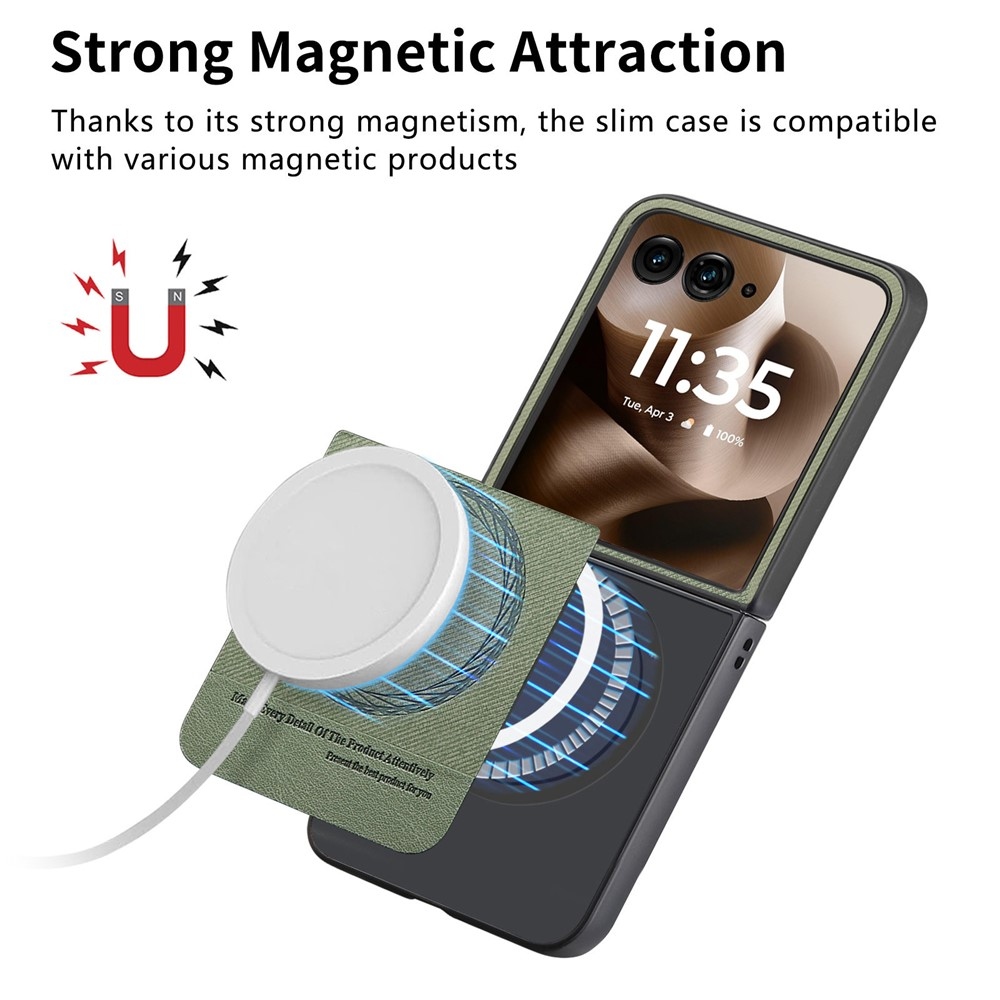 Denim műanyag borítás műbőrrel és MagSafe-rel a Motorola Razr 60 Ultra 5G készülékhez - zöld színű