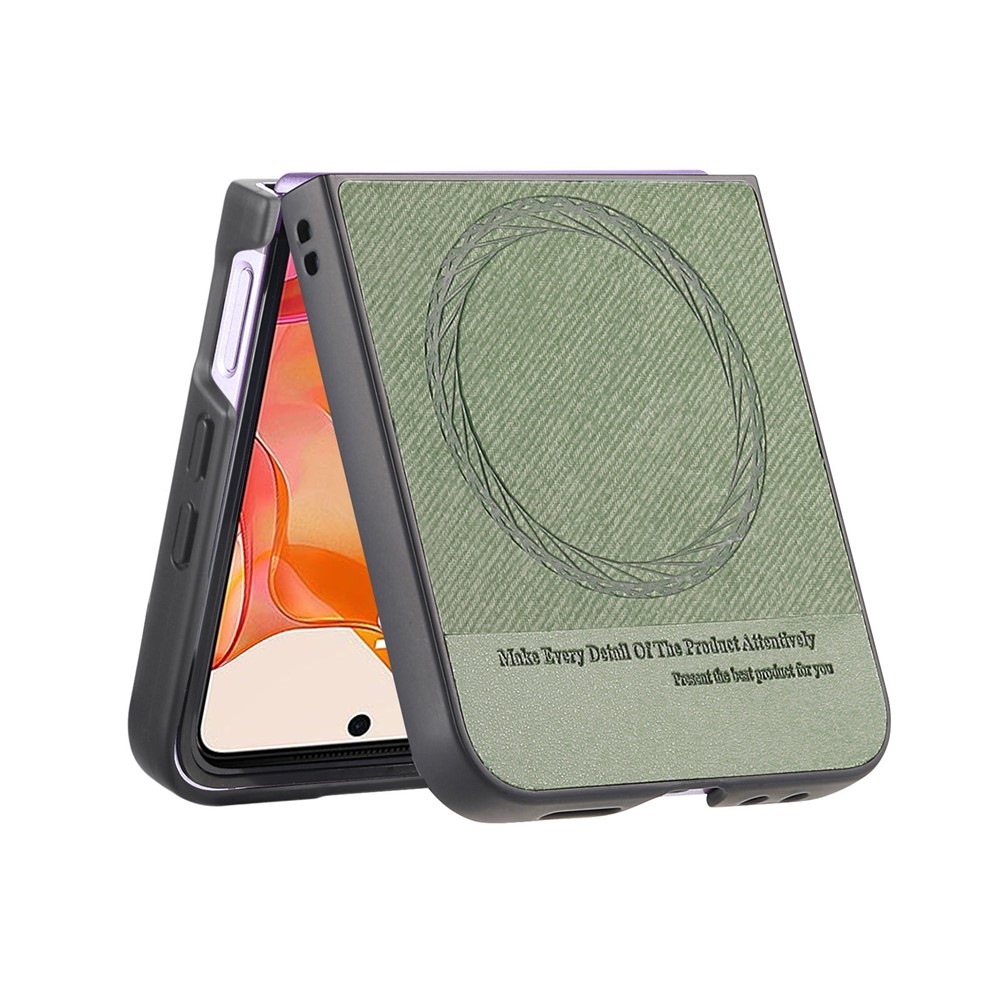 Denim műanyag borítás műbőrrel és MagSafe-rel a Motorola Razr 60 Ultra 5G készülékhez - zöld színű