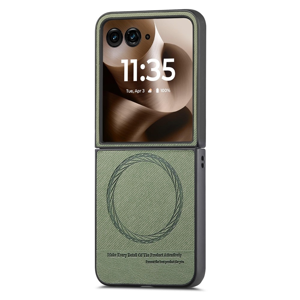 Denim műanyag borítás műbőrrel és MagSafe-rel a Motorola Razr 60 Ultra 5G készülékhez - zöld színű