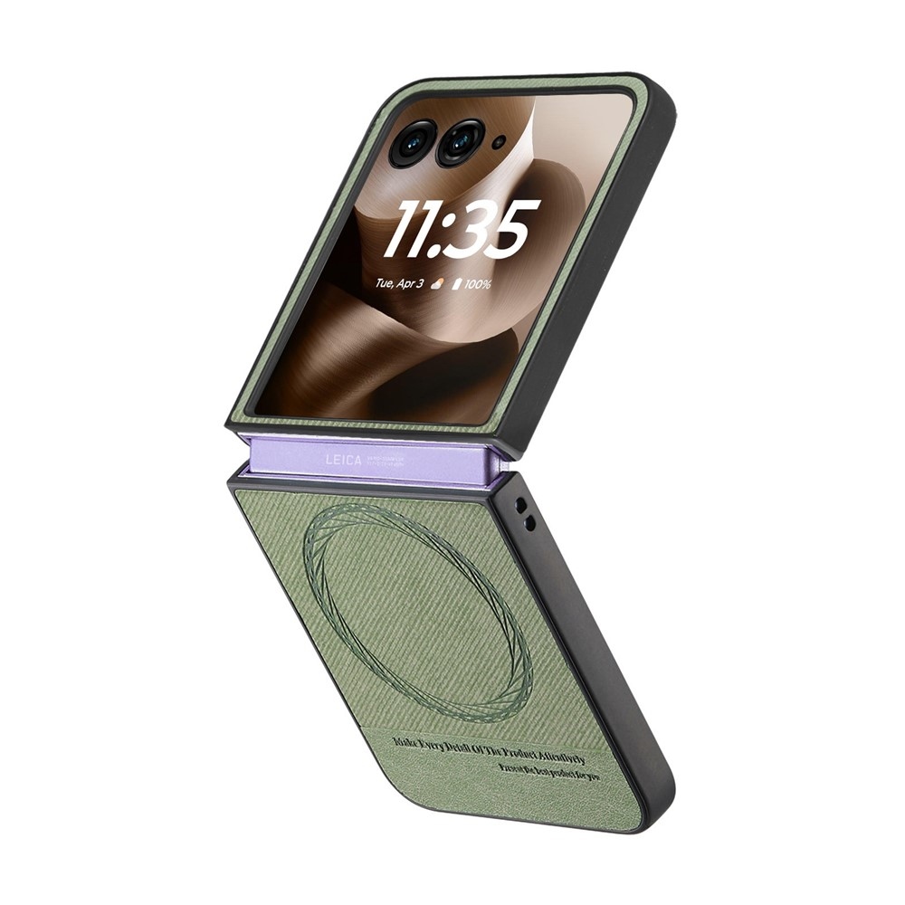 Denim műanyag borítás műbőrrel és MagSafe-rel a Motorola Razr 60 Ultra 5G készülékhez - zöld színű
