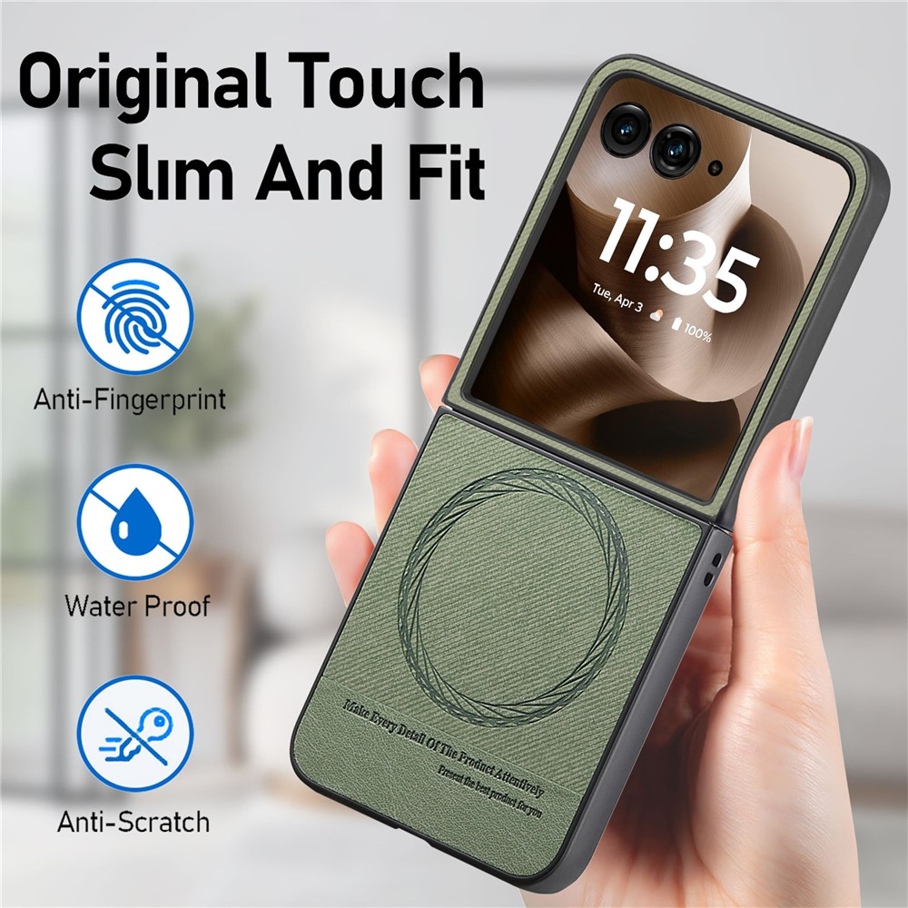 Denim műanyag borítás műbőrrel és MagSafe-rel a Motorola Razr 60 Ultra 5G készülékhez - zöld színű