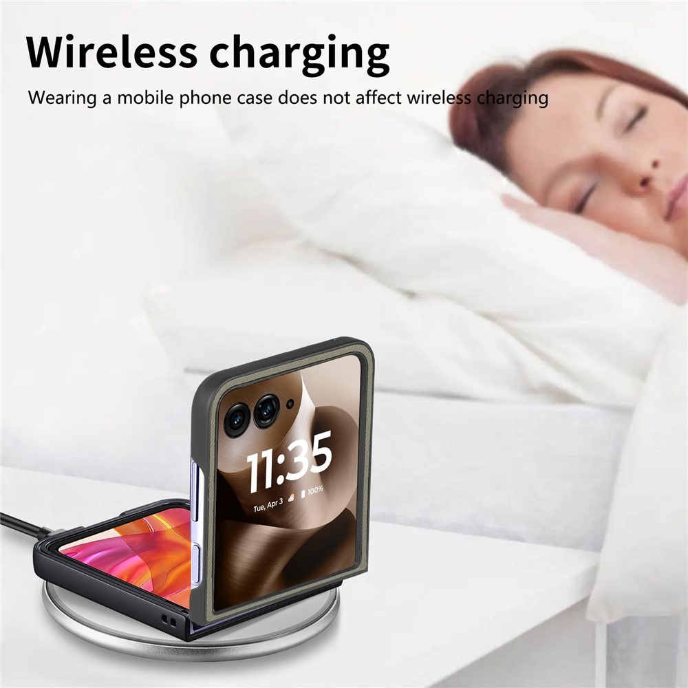 Denim műanyag borítás műbőrrel és MagSafe-rel a Motorola Razr 60 Ultra 5G készülékhez - zöld színű