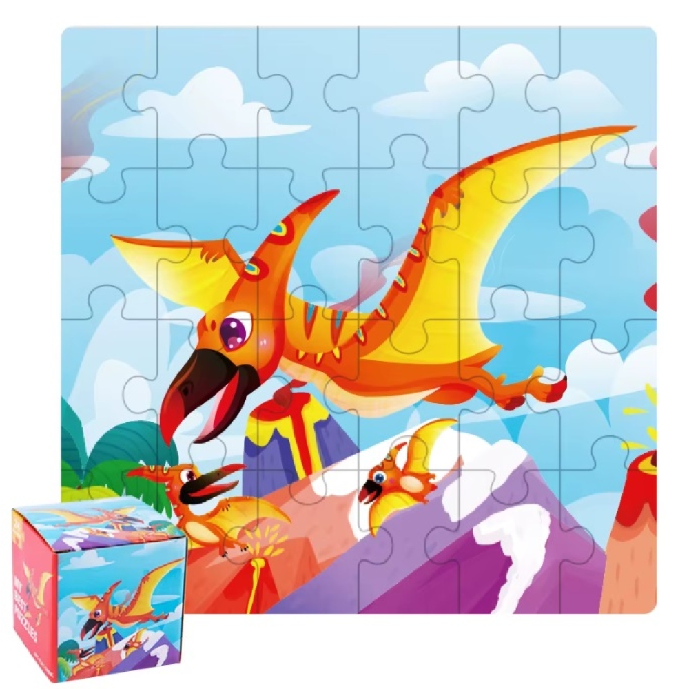 Gyermek fa puzzle 14x14cm (24 darab) - pterodaktilusz