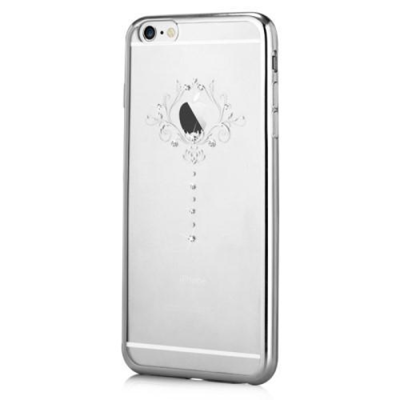 Devi zselés tok Swarovski kristállyal iPhone 6s Plus és 6 Plus készülékhez - írisz/ezüst