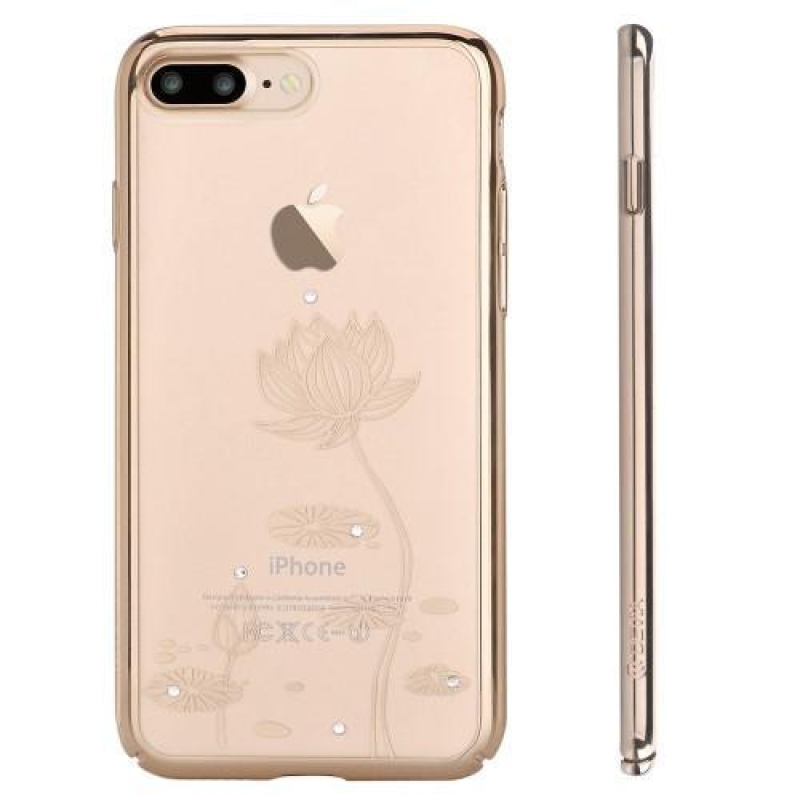 Devi műanyag tok kristályokkal iPhone 8 Plus és 7 Plus készülékhez - arany lótusz