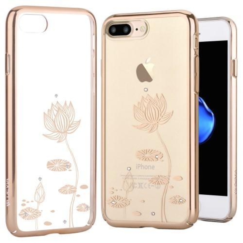 Devi műanyag tok kristályokkal iPhone 8 Plus és 7 Plus készülékhez - arany lótusz