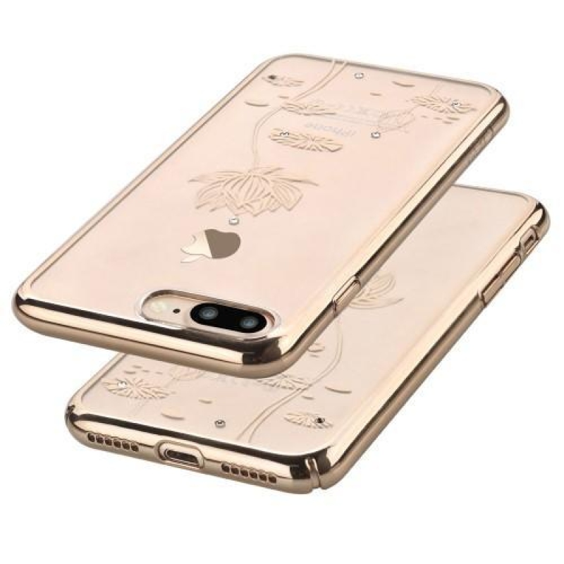Devi műanyag tok kristályokkal iPhone 8 Plus és 7 Plus készülékhez - arany lótusz