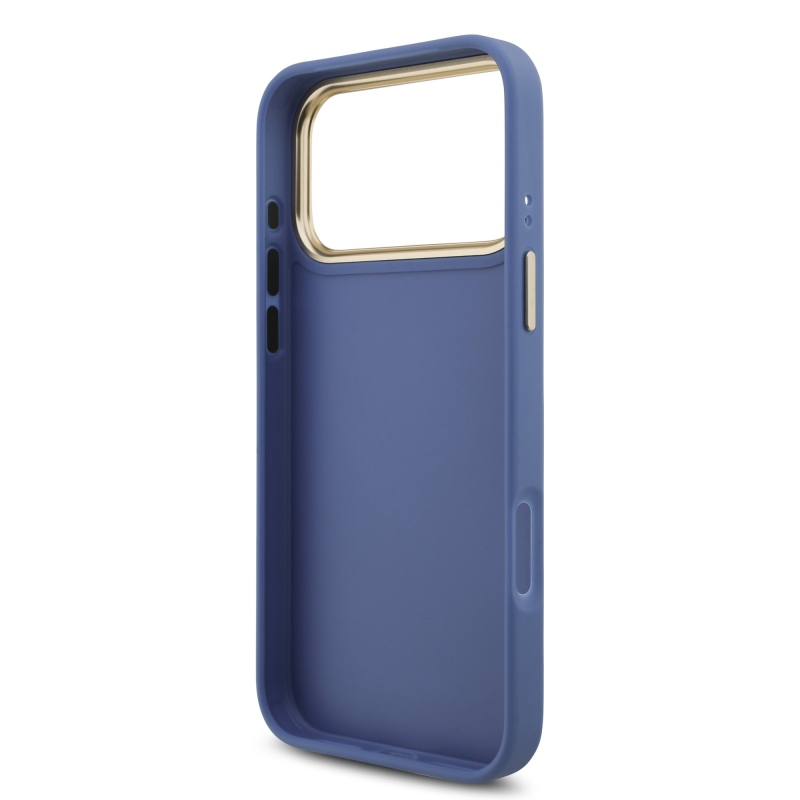 Guess PU bőr 4G fém logóval és arany kerettel ellátott hátlap az iPhone 18 Pro Max-hoz, kék