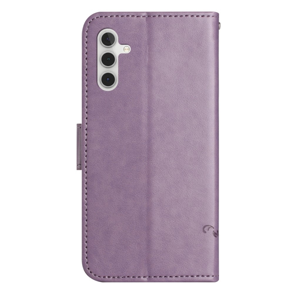 Virágos könyvtáska Samsung Galaxy A36 5G - világos lila