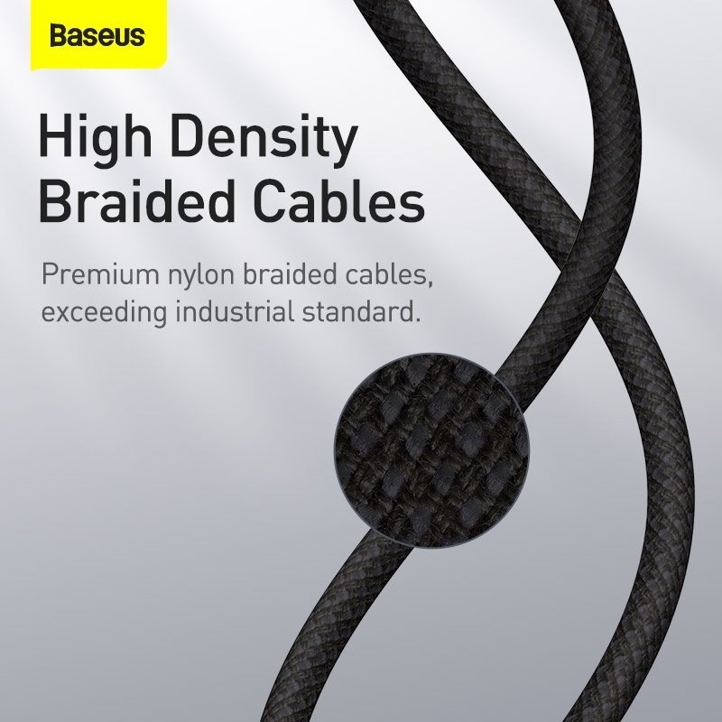 Baseus High Density Braided Series gyors töltő kábel USB-C - világítás 20W 1m fekete