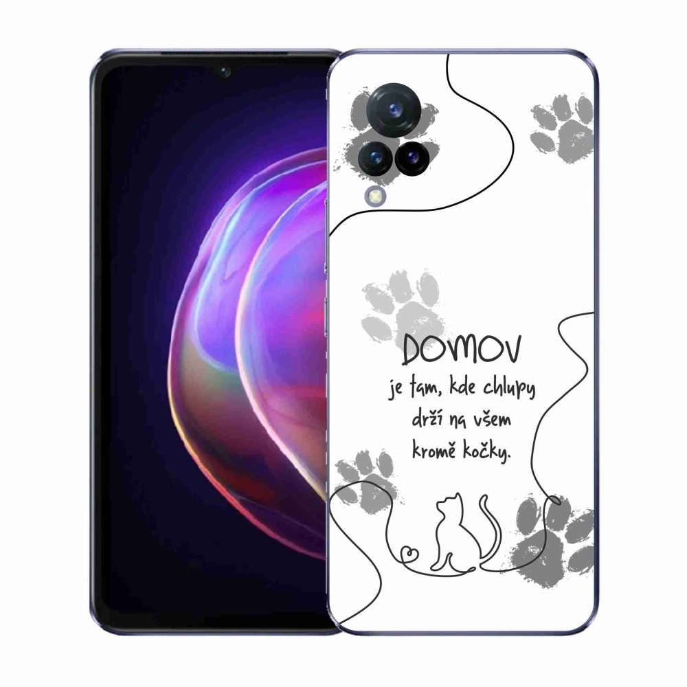 Gél borító mmCase a Vivo V21 4G/5G készülékhez - macska motívum fehér háttérrel