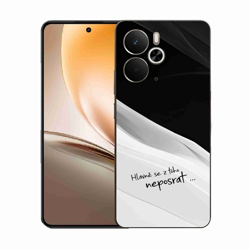 Gél borító mmCase a Realme 14 5G/14T 5G készülékhez - vicces szöveg 13 fehér és fekete háttérrel