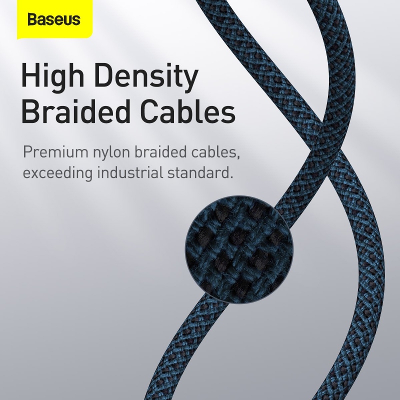 Baseus High Density Braided Series Gyors töltő kábel USB-C - világítás 20W 2m kék
