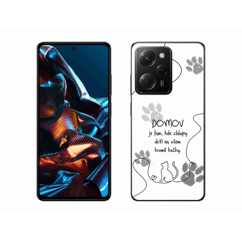 Gél borító mmCase a Xiaomi Poco X5 Pro 5G számára - macska motívum fehér háttérrel