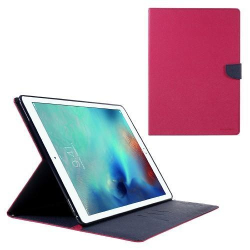 Napló PU bőr tok iPad Pro 12.9 készülékhez - rózsaszín