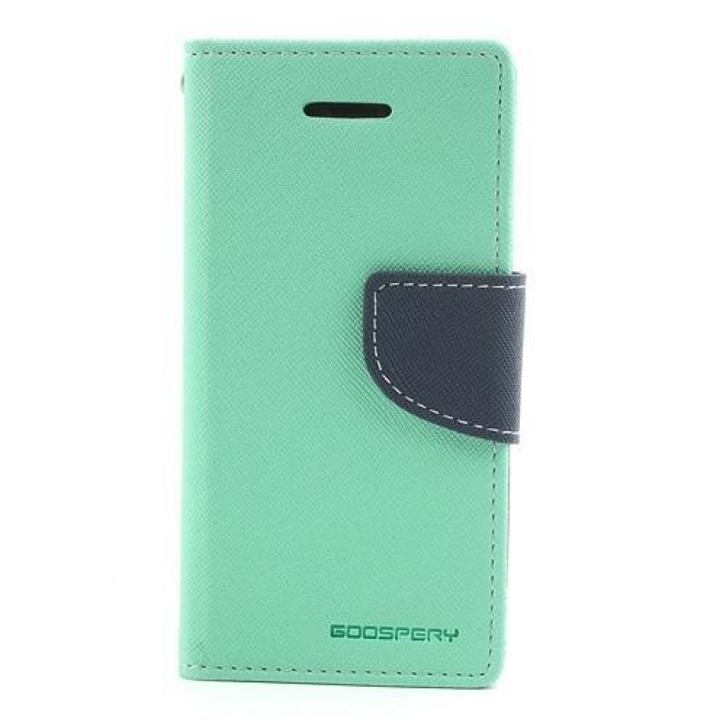 Napló PU bőr tok iPhone 5C készülékhez - cián színű