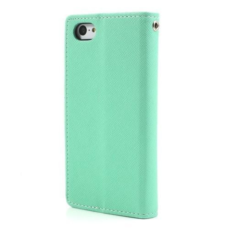 Napló PU bőr tok iPhone 5C készülékhez - cián színű