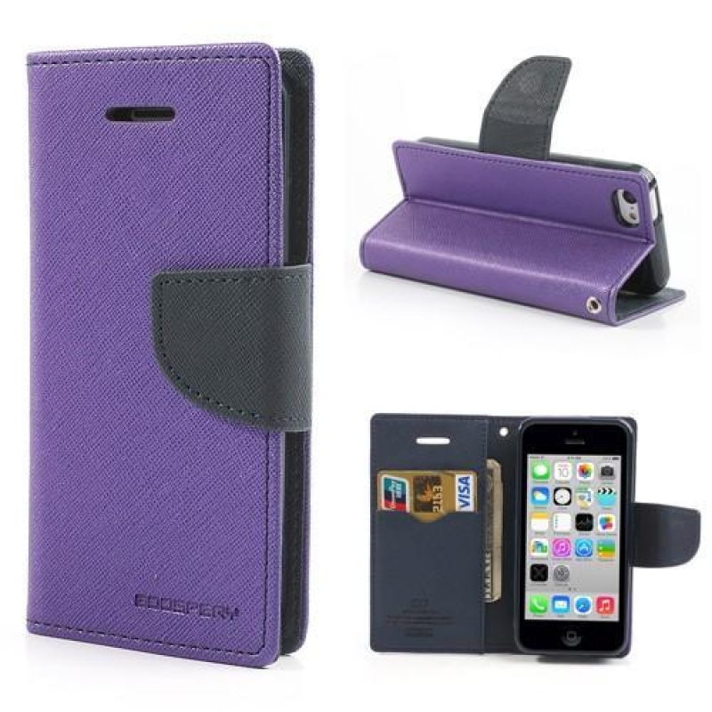Napló PU bőr tok iPhone 5C készülékhez - lila